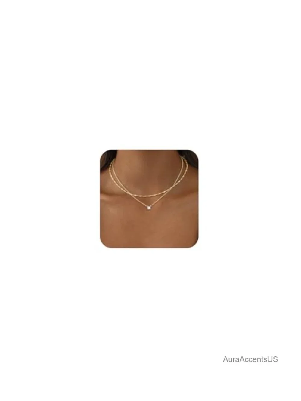 Dainty 14K Gold Plated Cubic Zirconia Layered Necklace Set for Women, Choker &